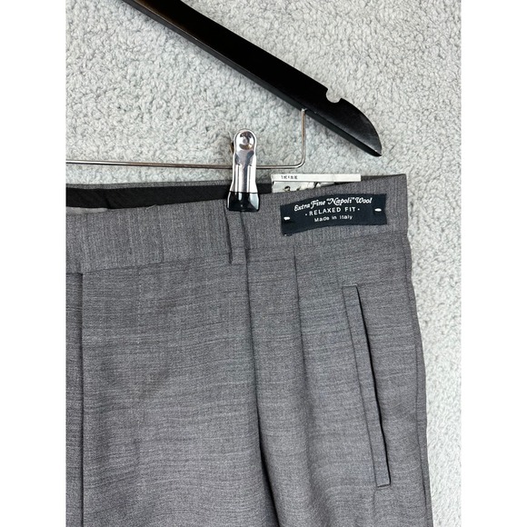 Bachrach Virgin Wool Gray Dress Pants Mens Size 38x34 Pleated Made In Italy NWT - Picture 4 of 9